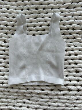 twik Off-White Square Neck Cropped Tank